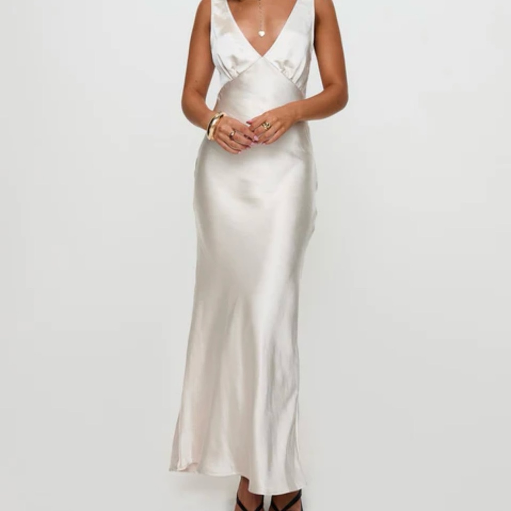 Princess Polly Cream Satin Maxi Dress